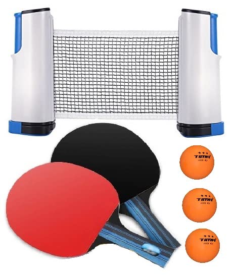 Adjustable Net Ping Pong Set – Includes 2 Rackets + 3 Balls