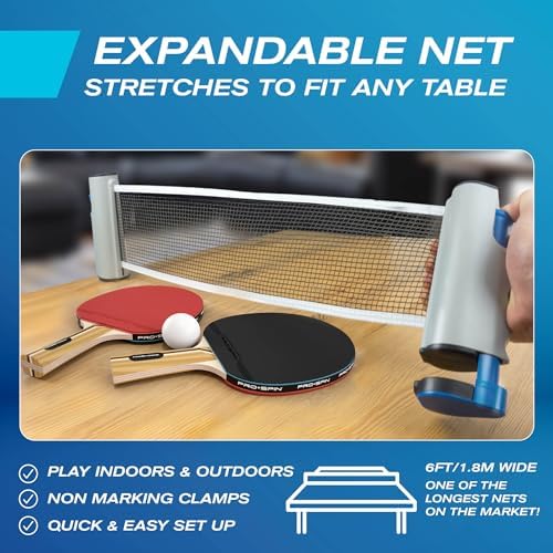 Adjustable Net Ping Pong Set β Includes 2 Rackets + 3 Balls