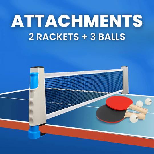 Adjustable Net Ping Pong Set – Includes 2 Rackets + 3 Balls